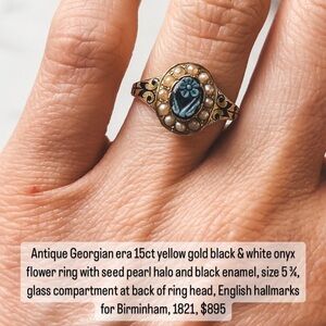 Antique Georgian Forget me not ring 15c yellow gold